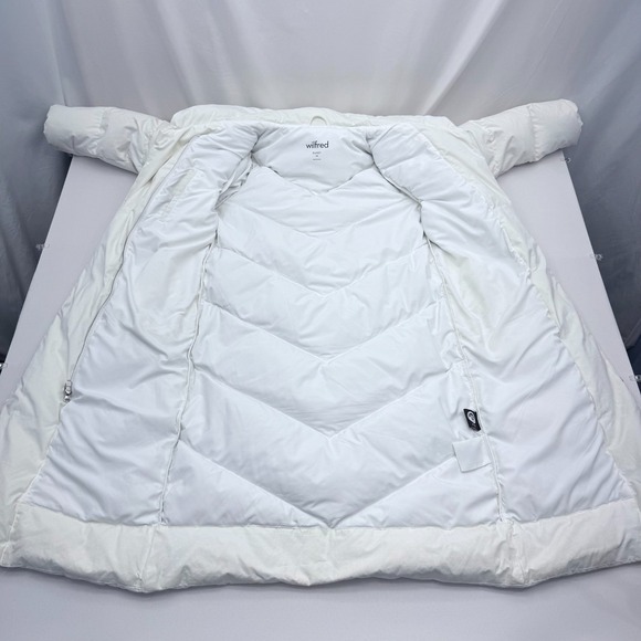 WILFRED Duvet Goose Down Long Puffer Jacket Women XS White Coat Parka Aritzia - Picture 3 of 10